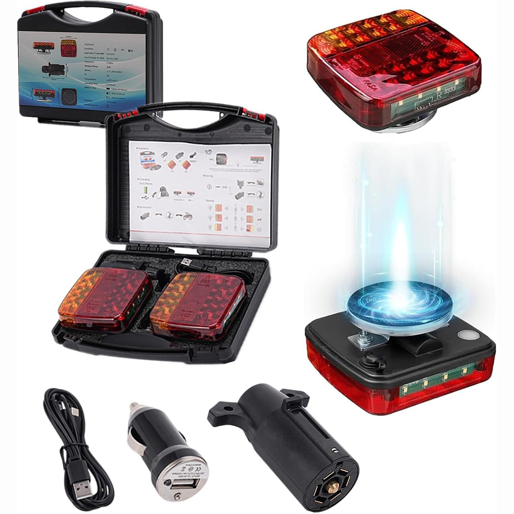 Luz trasera magnética inalámbrica para remolque, luces de freno de advertencia LED recargables, kit de luces traseras para caravana, RV, camper