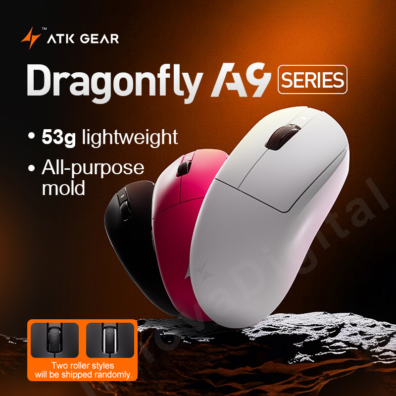 ATK Dragonfly A9 Ultra Kabellose Gaming-Maus PAW3950 Ultraleicht Tri-Modus Ergonomische E-Sports Gamer FPS Maus A9 SE Plus