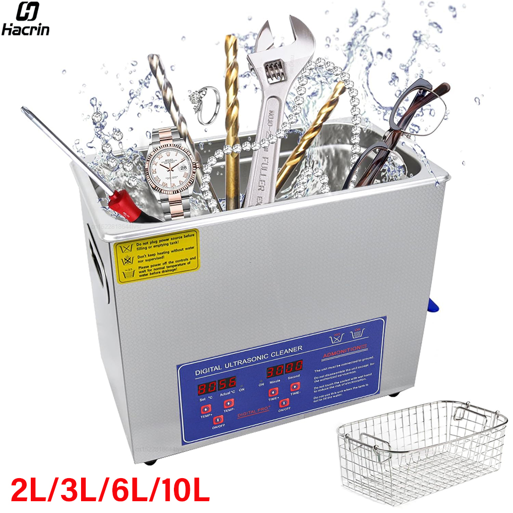 Limpiador ultrasónico 2L 3L 6L 10L baño de ultrasonido para gafas joyería lente tablero limpiador lavadora ultrasónica lavavajillas