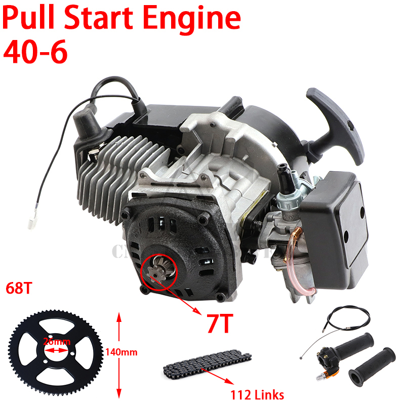 Kit de câble de poignée et chaîne pour mini moteur Dirt Bike, 47cc, 49cc, 2 temps, 7 dents, démarrage par traction, RL
