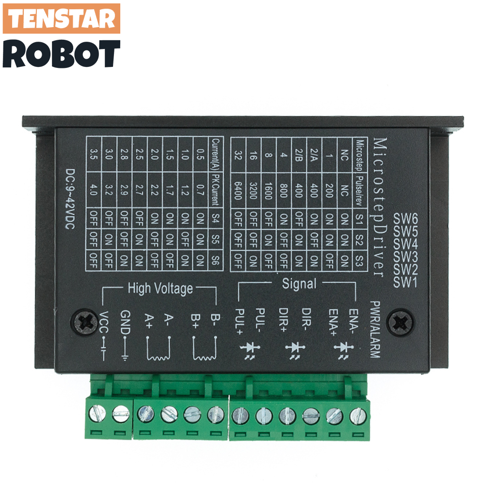 TENSTAR ROBOT Stappenmotor Driver TB6600 23 Nema 34 42/57/86 Nema17 4A DC9-40V 1 as Stappenmotor CNC Graveermachine