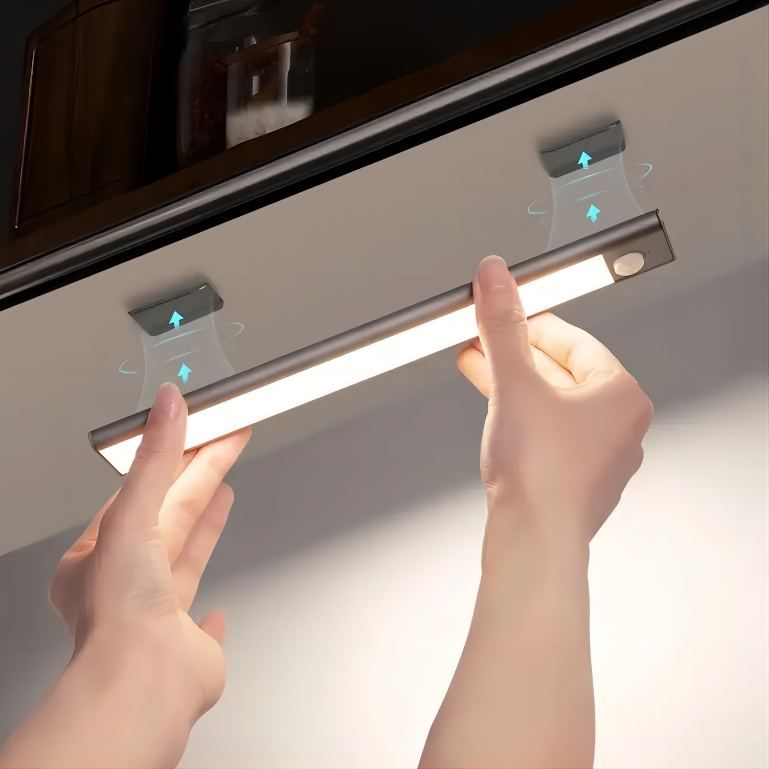 1 Stück LED-Schrankleuchte mit Bewegungsmelder, wiederaufladbar über USB, Nachttheke-Schrankleuchte, verstellbare Farbe, verschiedene Größen erhältlich