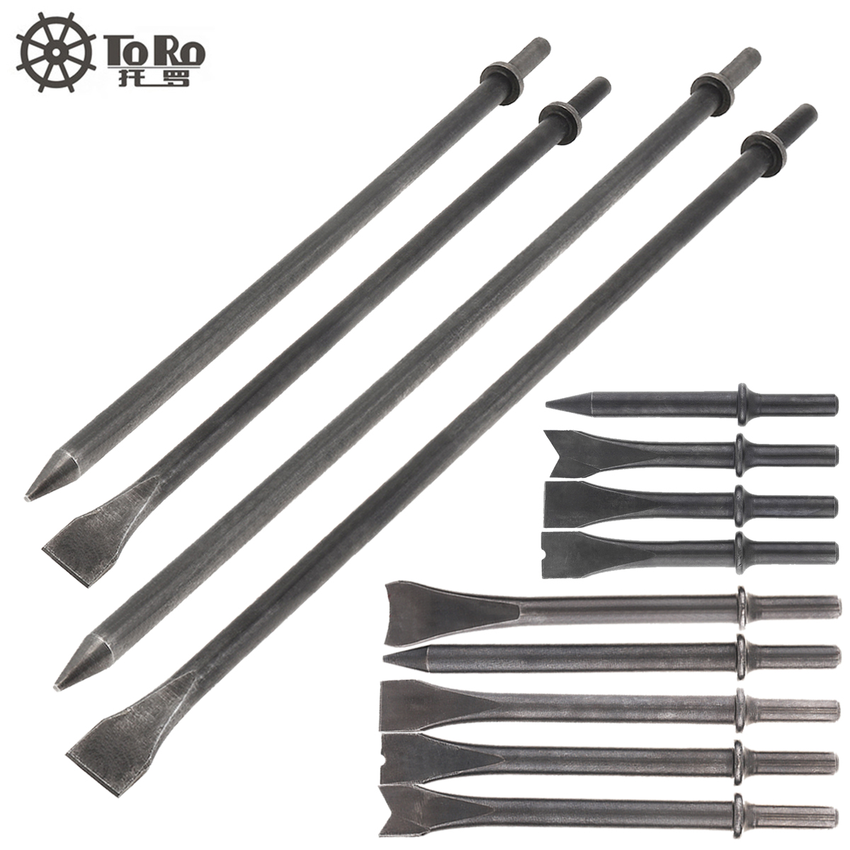 4/5 Cái/bộ Không Đục Va Đập Đầu Cứng 45 # Thép Không Gỉ 125/175Mm Chắc Chắn Dài Va Đập Đầu hỗ Trợ PneumaticTool Cắt Loại Bỏ