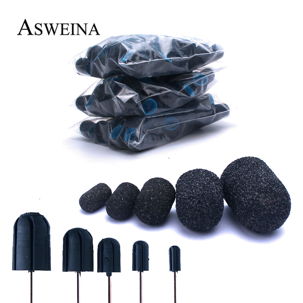 Bouchons de ponçage noirs, 50 pièces, soins de pédicure, mandrin de manucure, élimine les peaux mortes, polissage, soins des pieds, nettoie les cuticules, accessoires