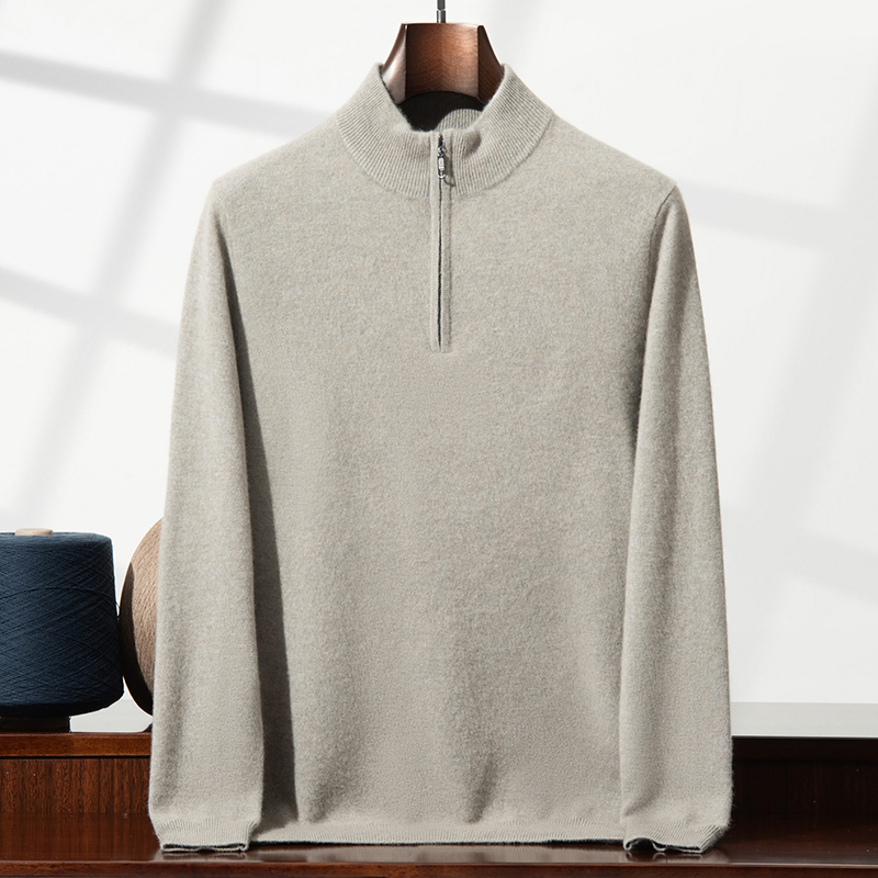 Herbst männer Pullover Neue 100% Kaschmir Pullover Winter Mode Langarm Kleidung Männer Halb-zip Lose Stricken Pullover high-end
