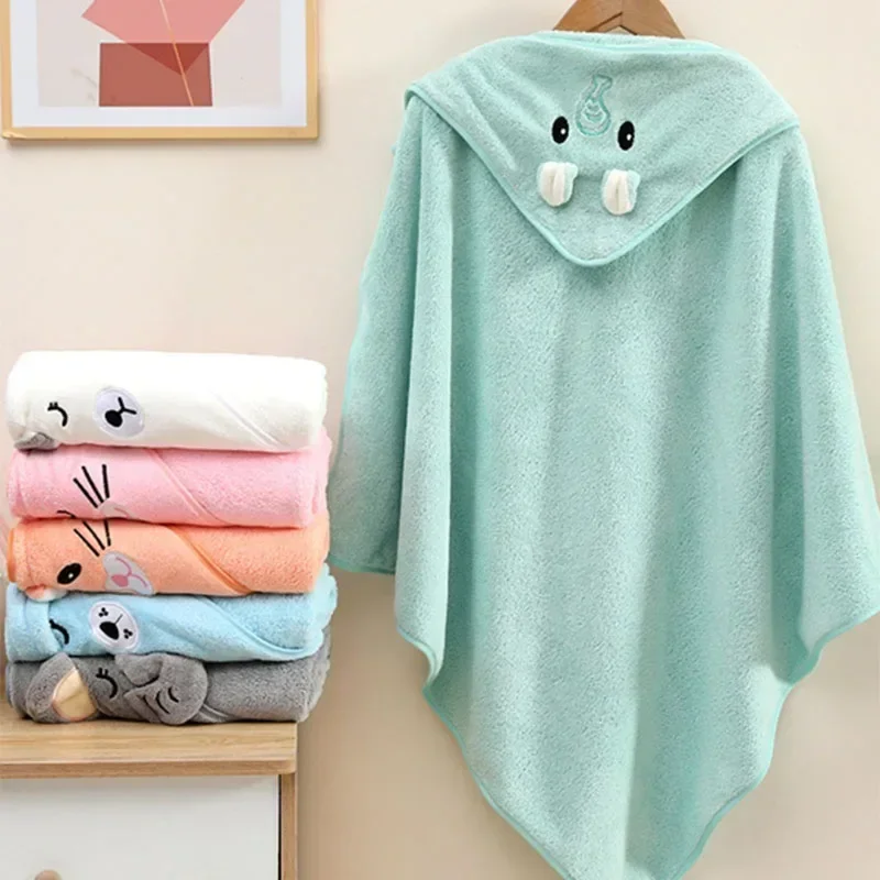 Soft Bath Towel for Baby Absorbent Towel Newborn Swaddle Wrap Baby Blankets for Girls Boys Thick Hooded Bath Towel Cloak lj