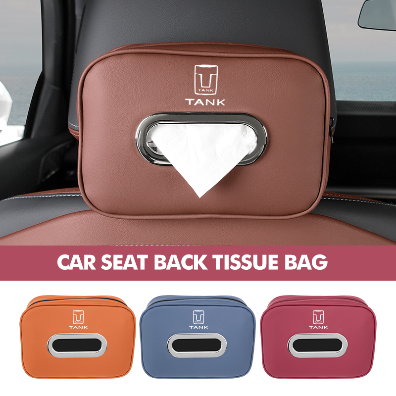 Car Seat Backrest Leather Tissue Holder Interior Storage Box For TANK Great Wall 300 400 500 700 800
