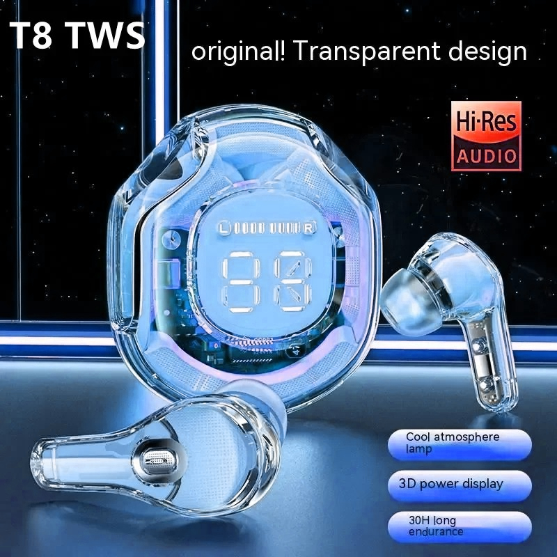 TWS T8ヘッドセット,Bluetoothワイヤレス,スポーツ,ゲーム,ノイズリダクション,電話用の低音タッチコントロール