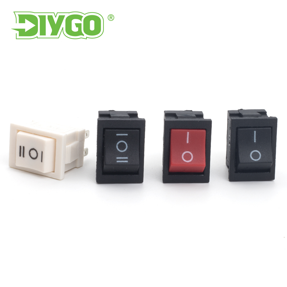 Preto e branco Rocker Power Switch, Botão, Boat Power, Equipamento Elétrico, 6Pin, 21x15mm, KCD2, DPDT, 6A, 250V, 10A, 125V, 5Pcs