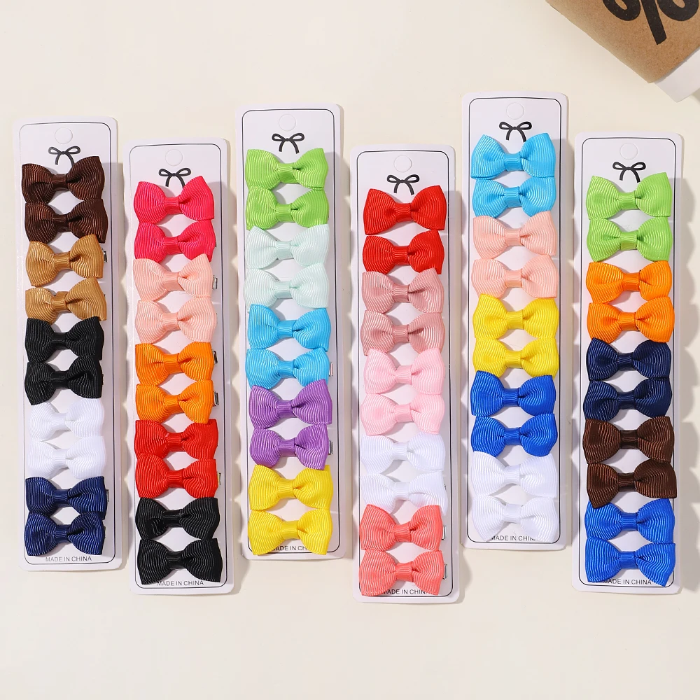 10 Uds Boutique hecho a mano pequeños lazos de grogrén para bebé 1,5 "lazos para el cabello pinzas de cocodrilo para niñas pequeñas accesorios para el cabello regalo