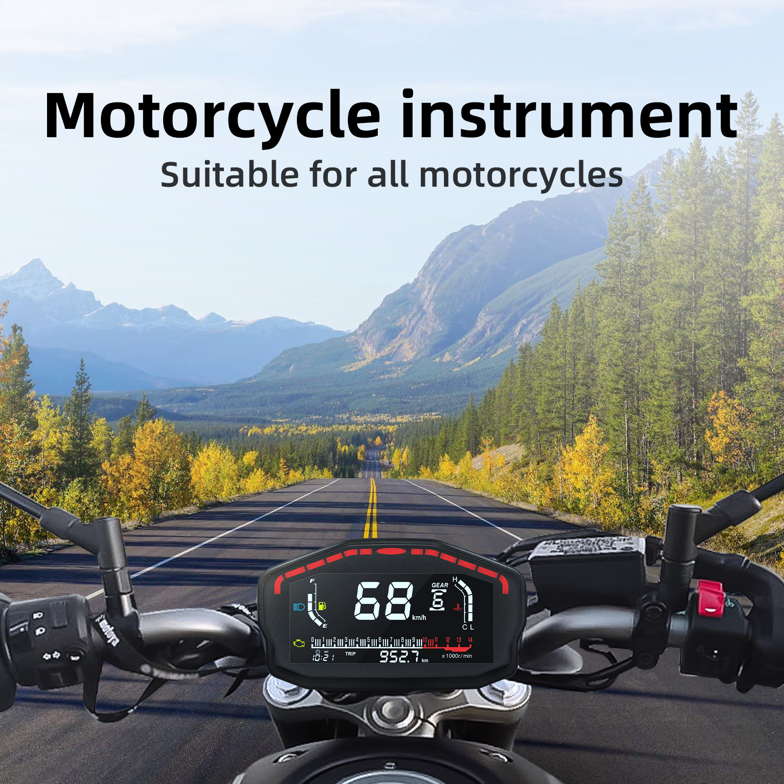 Zmodyfikowany przyrząd motocyklowy AD + czujnik prędkości Prędkościomierz motocyklowy Obrotomierz LCD Miernik prędkości paliwa Miernik kilometrów