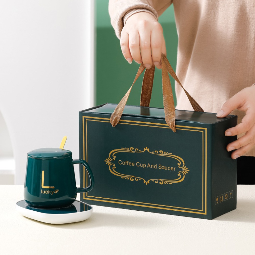 Mug Christmas Gift Set Simplicity Practical Thermostat Cup Multi Scenario Apply Warm Ceramic Mugs With Spoon And Organizer Bags