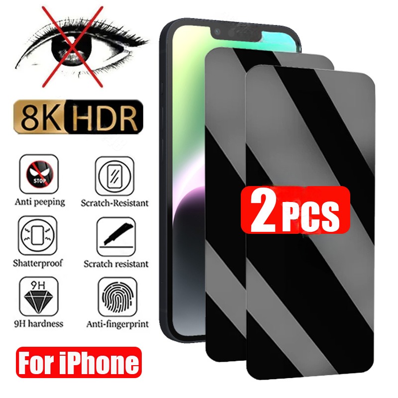 Protector de pantalla antiespía para iPhone 16 15 14 13 12 11 Pro Max 13 12 Mini vidrio de privacidad para iPhone 15 14 8 7 Plus X XS Max, 2 uds.