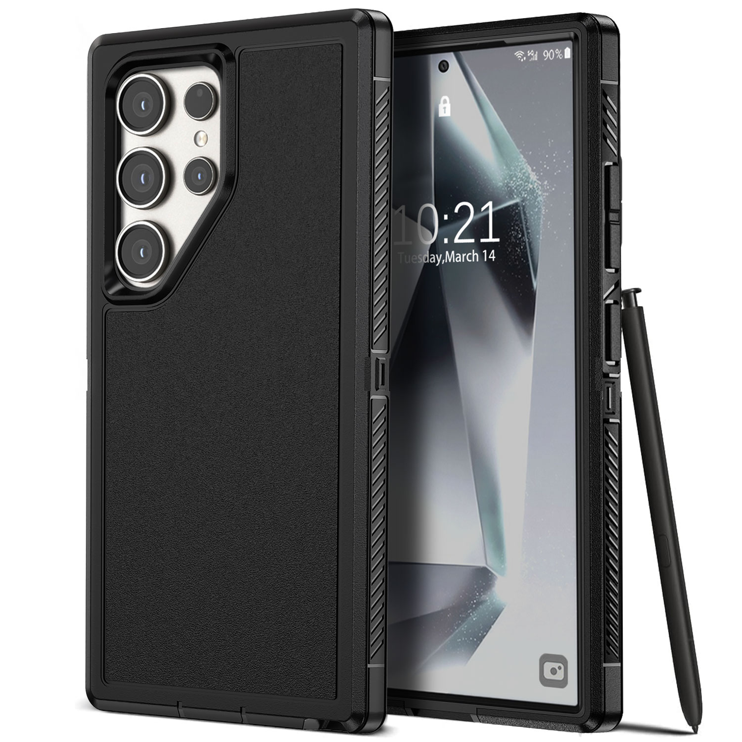Funda de doble capa para Samsung Galaxy S24 Ultra 5G, delgada, híbrida, resistente, dura, a prueba de golpes, negra