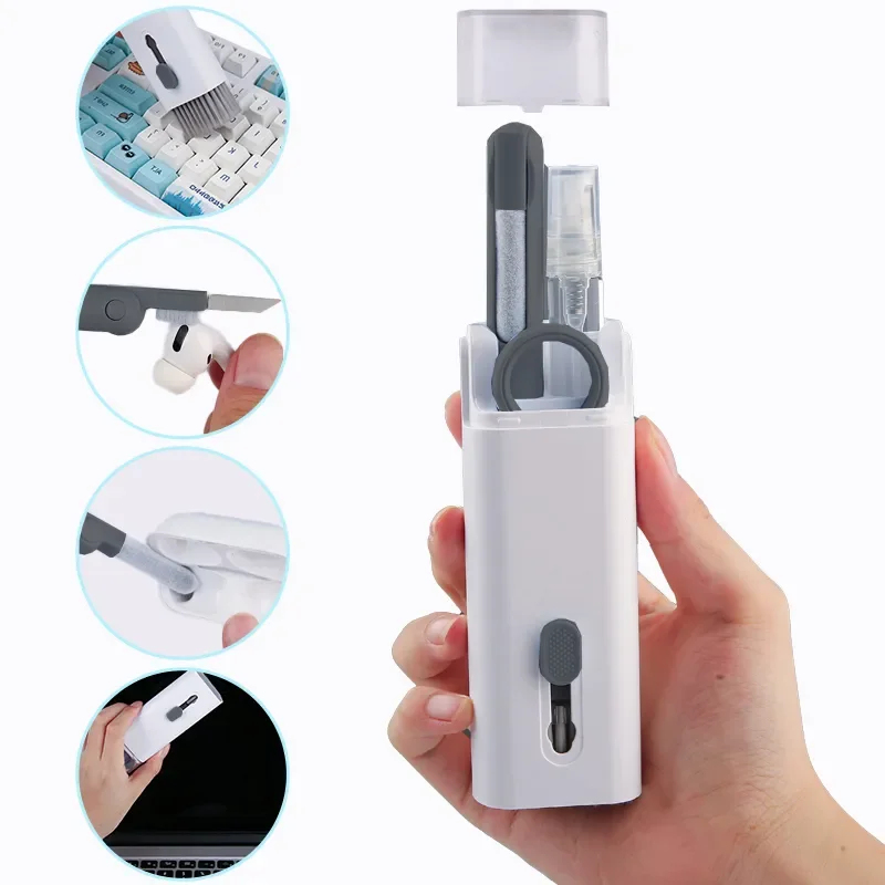 Kit de Limpieza de Teclado Multifuncional 7 en 1 con Extractor de Teclas, Juego de Cepillos de Limpieza para Computadora Portátil, Teléfono, Airpods y Electrónicos