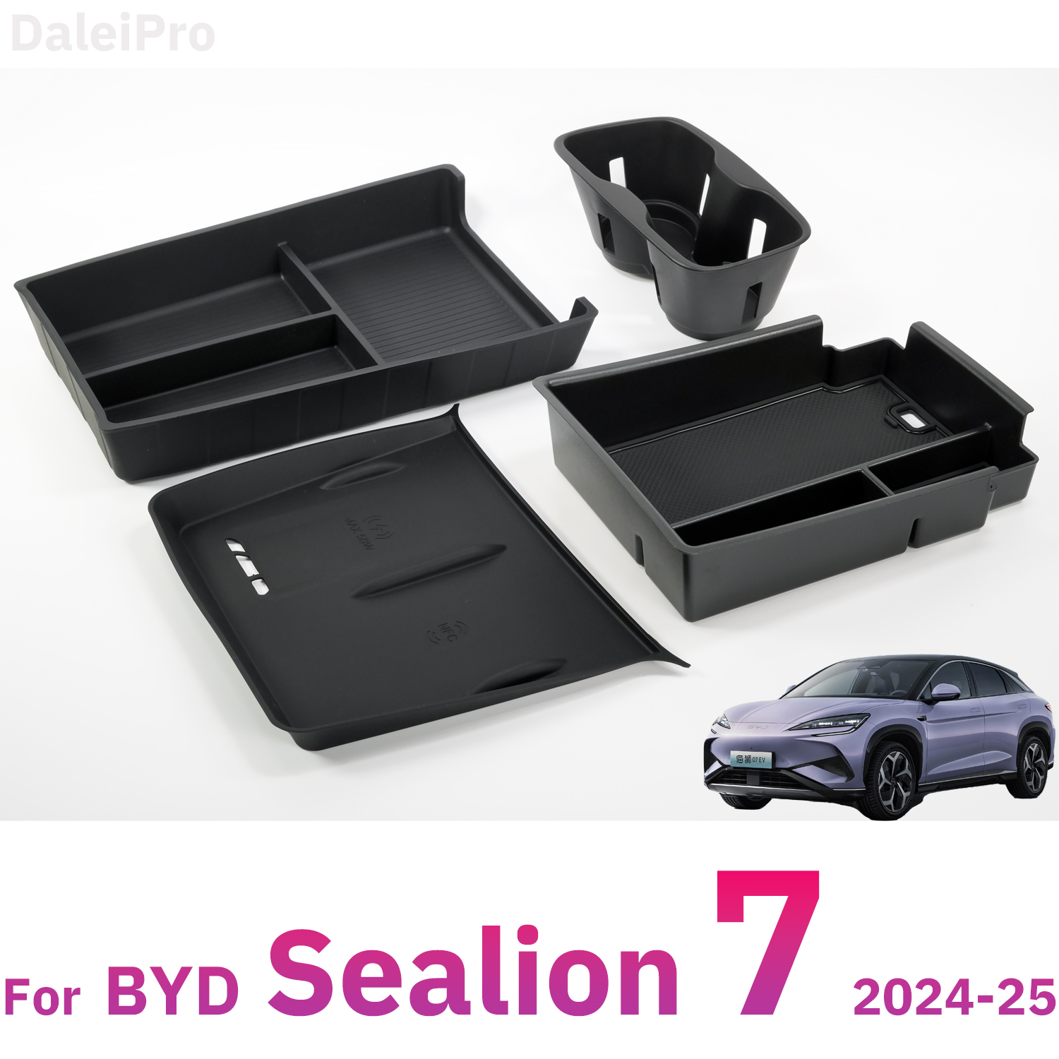 Для BYD Sealion 07 2024 2025 ящик для хранения в подлокотнике, многослойный ящик для хранения на центральной консоли, держатель для чашки, модификация внутренних аксессуаров