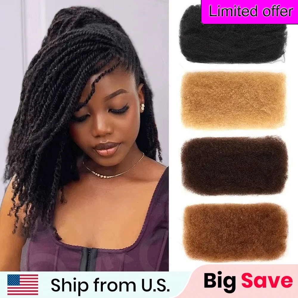 Qr brasileiro remy cabelo afro kinky encaracolado em massa cabelo humano para trança 1 pacote 50 g/pc cor natural tranças de cabelo sem trama eua shiip