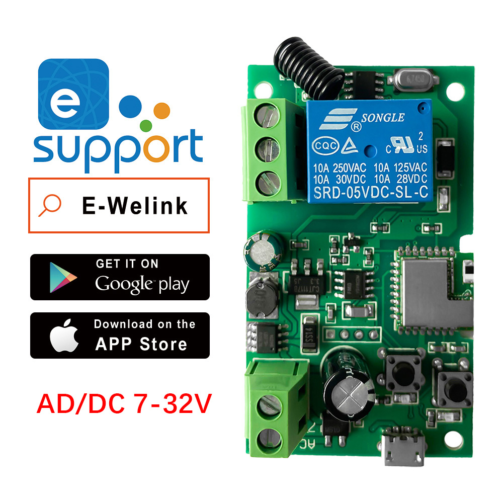 Ewelink WIFI RF 7-32v Módulo de abridor de puerta de garaje controlador de puerta corredera interruptor inteligente Alexa Googole Home