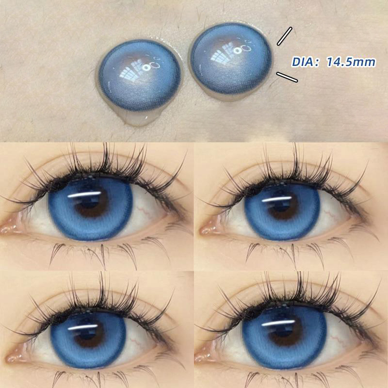 2 uds lentes de contacto de Color anual para ojos miopía lentes de contacto de ojos azules cosméticos para estudiantes belleza dióptrica pupila envío rápido