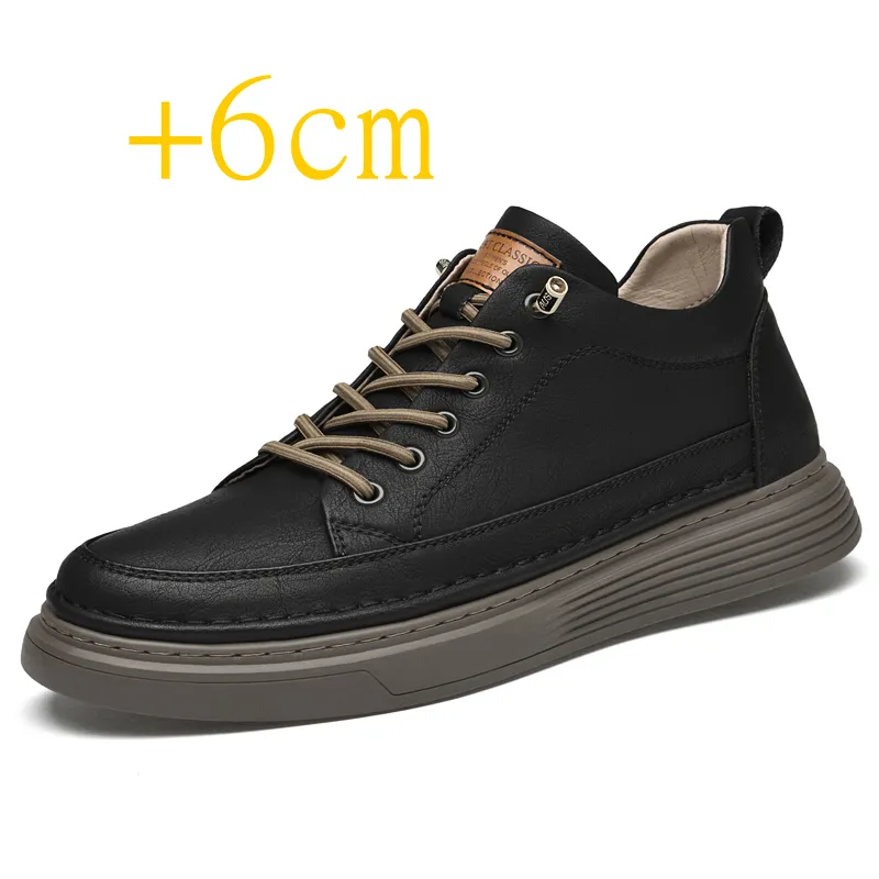 Sapatos de aumento de couro genuíno sapatos de elevador aumento de altura sapatos masculinos aumento de altura palmilha 6cm tênis masculinos sapatos esportivos