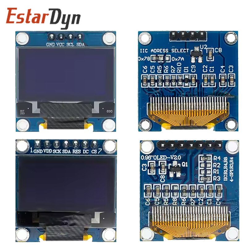 Pantalla OLED IIC SPI Serial de 0,96 pulgadas, 7/4 pines, blanco/azul/amarillo, azul/amarillo, SSD1306 12864, placa de pantalla LCD para Arduino