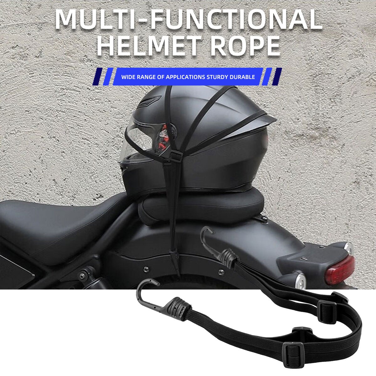 Correa de equipaje para motocicleta de 60cm, correas fijas para casco, hebilla elástica retráctil Universal, cuerda duradera para casco de motocicleta, red para equipaje
