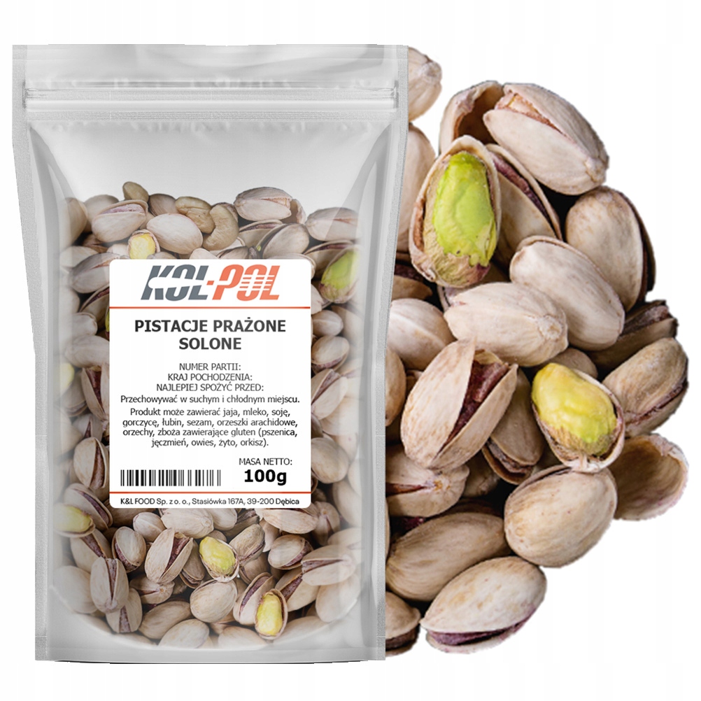 PISTACJE PRAŻONE SOLONE 100g Naturalne duże świeże wysoka jakość Kol-Pol