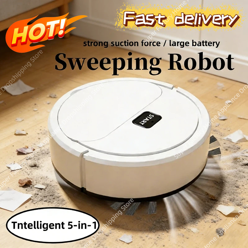 Robot Aspirador Inteligente Mini Silencioso, Potente Cepillo de Barrido y Fregado 5 en 1, Máquina de Limpieza Multifunción para el Hogar 2026