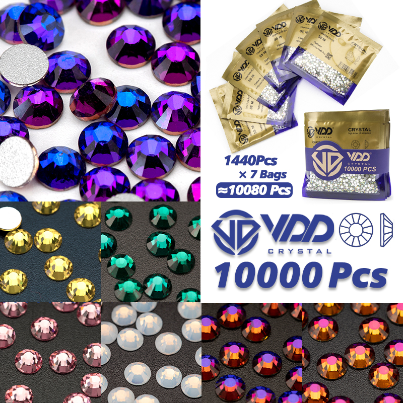 VDD 10000 sztuk hurtownie wysokiej jakości szkło niehotfix dżetów brokatowy kryształ Flatback Strass klejnot zdobienie paznokci diamentowa dekoracja
