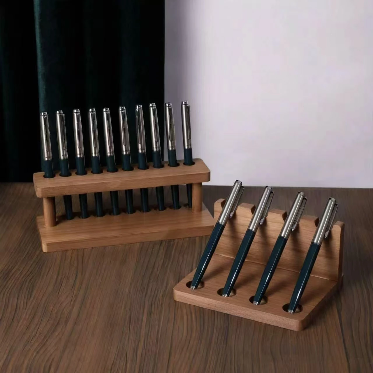 1PC Walnut Wood Multifunction Desk Organizer - Pen Holder, Phone Stand & Storage Solution for Office and School