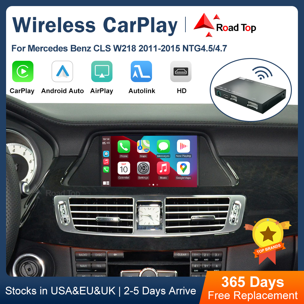 Road Top CarPlay inalámbrico Android Auto para Mercedes Benz CLS W218 NTG4.5/NTG4.7 2011-2015, con Mirror Link AirPlay Car Play