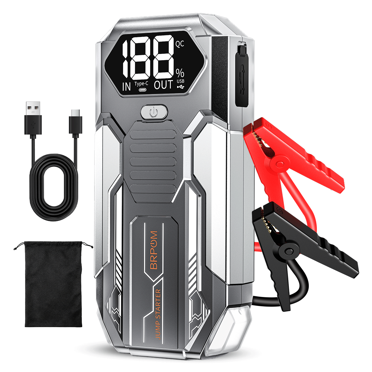 Iniciador de Carro Portátil 26800mAh 1500A, Carregador de Bateria 12V, Dispositivo de Partida para Carros a Gasolina e Diesel