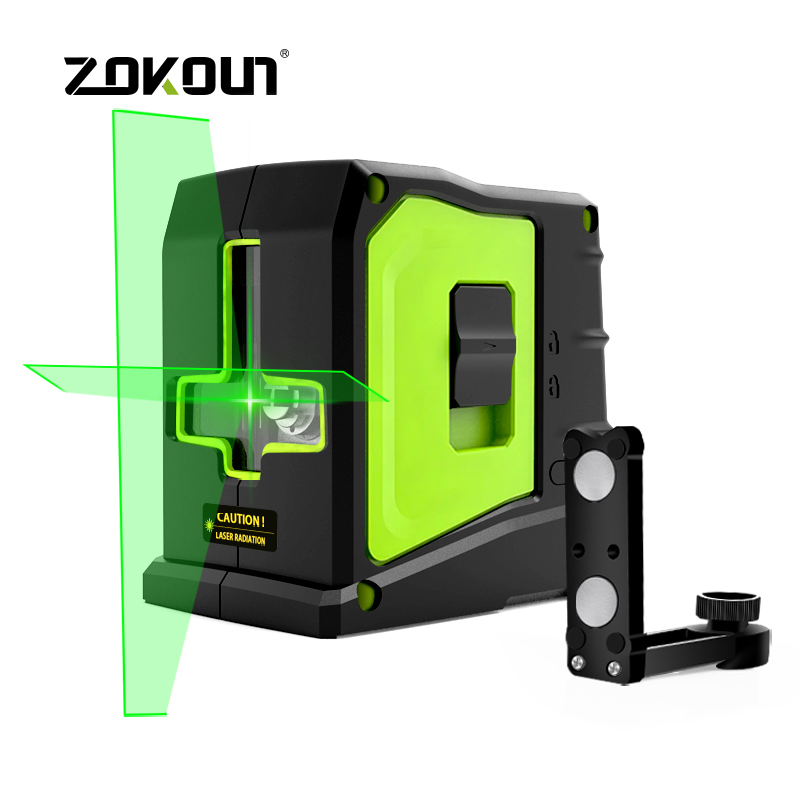 ZOKOUN-Nivel láser de haz verde de dos líneas, autonivelante de línea cruzada Horizontal y Vertical con soporte magnético, modo de pulso al aire libre