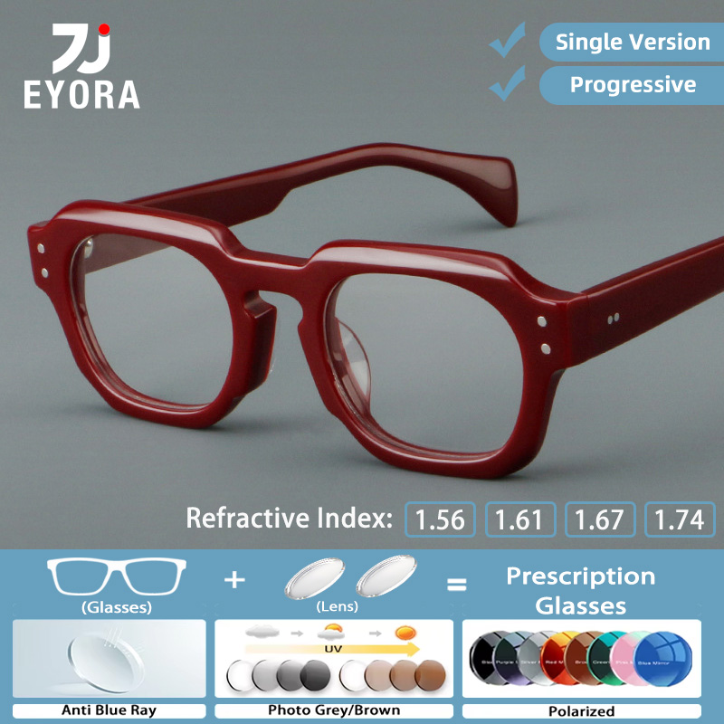 Okulary do czytania EYORA w stylu vintage, kwadratowe, z acetatu, na krótkowzroczność i dalekowzroczność, z powłoką antyrefleksyjną i filtrującą niebieskie światło, progresywne, fotochromowe.