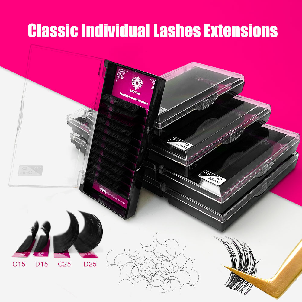 Abonnie – Extensions de cils classiques, 8 à 25mm, duveteux, individuels, Premium, toutes tailles