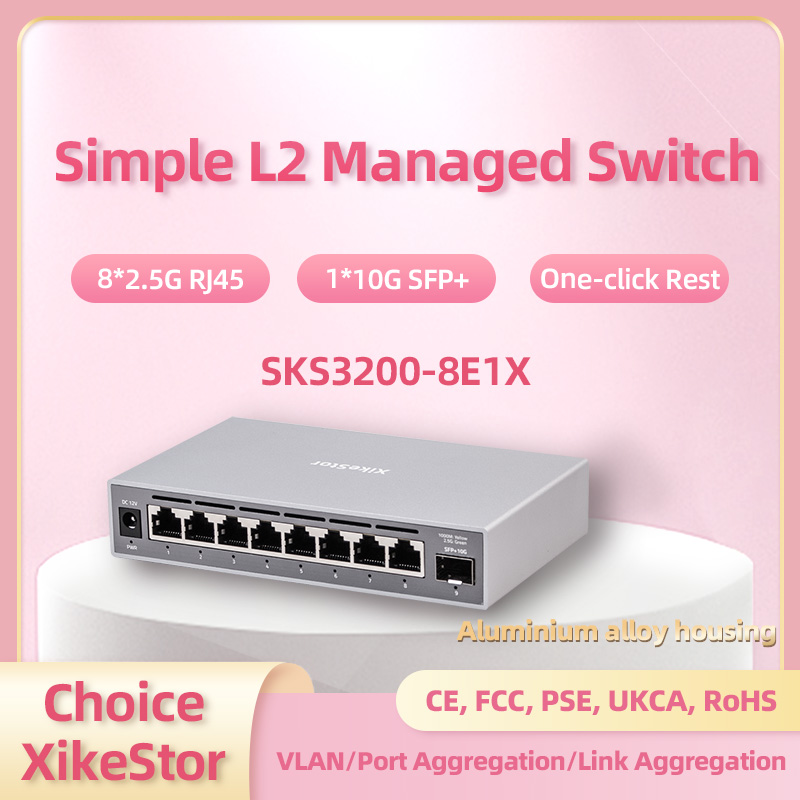 xikestor Simple L2 Managed 2.5G  8 Ports 2.5G RJ45 & 1 Port 10G SFP+ Ethernet  Support VLAN / Port Aggregation