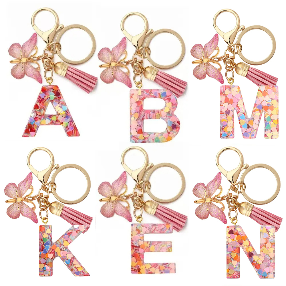 แฟชั่น DIY A-Z ตัวอักษรพวงกุญแจโลหะจี้ Key CHAIN ผู้หญิงแหวน Simple Letter ชื่อ Key PARTY ของขวัญเครื่องประดับ