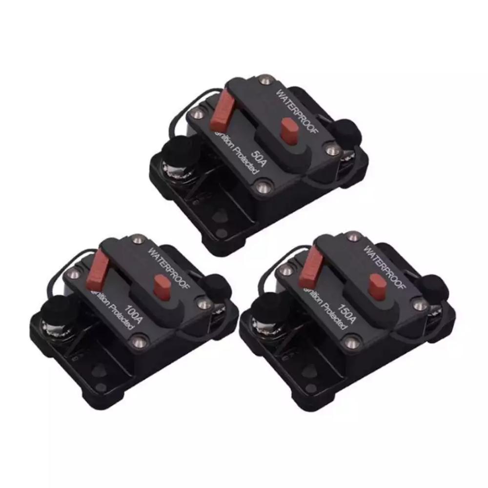 12-48V DC Circuit Breaker ฟิวส์รีเซ็ต 30A 40A 50A 60A 70A 80A 100A 120A 150A 200A 250A 300A AMP สําหรับรถเรืออัตโนมัติกันน้ํา