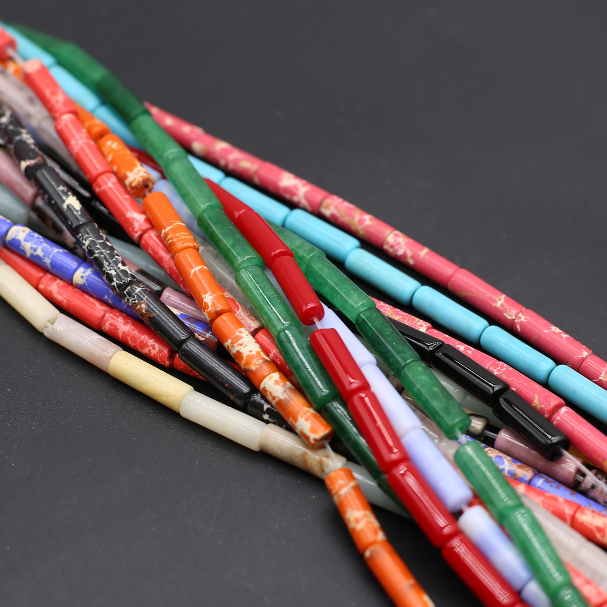 Pierre d'empereur naturelle cylindre Turquoise Agates jaspe Tube perles en vrac pour la fabrication de bijoux bricolage bracelet à breloques accessoires 14''