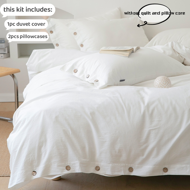 3-teiliges Bettwäsche-Set aus 100 % Baumwolle, Doppelbettbezug-Set, 220 x 240 cm, solide Twist-Baumwolle, King-Size-Bettwäsche-Set, Bettbezug-Set