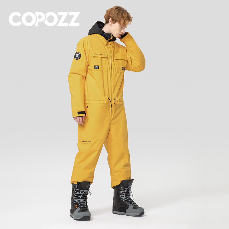 หนาผู้ชายผู้หญิง One Piece Ski Jumpsuit กีฬากลางแจ้งแจ็คเก็ตสโนว์บอร์ด WARM Jump Suit กันน้ําฤดูหนาวเสื้อผ้า Overalls Hooded