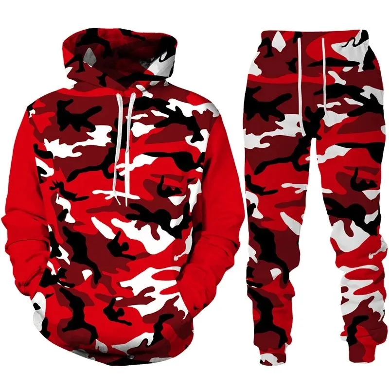 2026 neue Camouflage Hoodie Hose Anzug 3D Gedruckt Casual Männer Frauen Hohe Qualität Trainingsanzug Outfits Mode Männer Kleidung der 2 stücke Sets