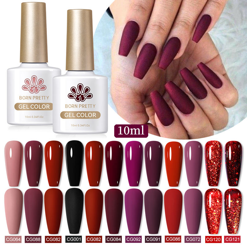 BORN PRETTY-esmalte en Gel para uñas, barniz semipermanente para manicura artística, color rojo mate, 130 colores, 10ml