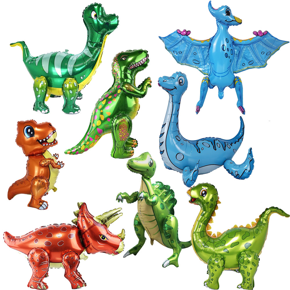 Balon dinosaurus 3D balon berdiri dinosaurus kartun dekorasi pesta dinosaurus Jurassic anak-anak