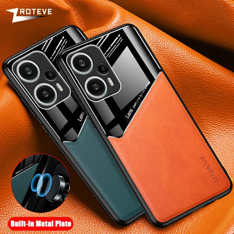 Dla PocoF5 Etui ZROTEVE PU Leather Car Magnetic Hard PC Cover Dla Xiaomi Poco F6 F5 Pro Xiomi Mi Pocophone F3 F4 GT Etui na telefon