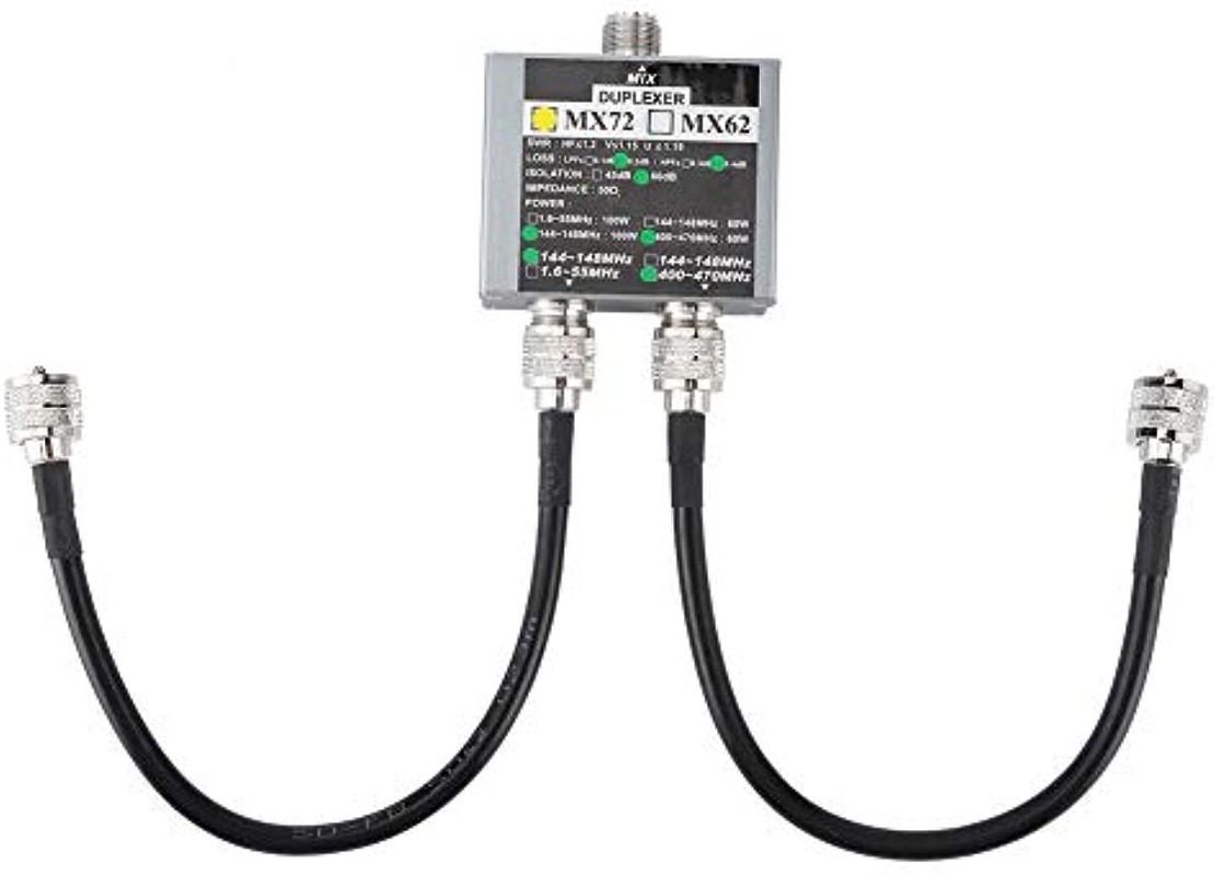 Duplexor portátil UHF + VHF, duplexor MX72 VHF + UHF 144-148MHz/ 400-470MHz Estación de tránsito de frecuencia diferente Combinador de antena amable