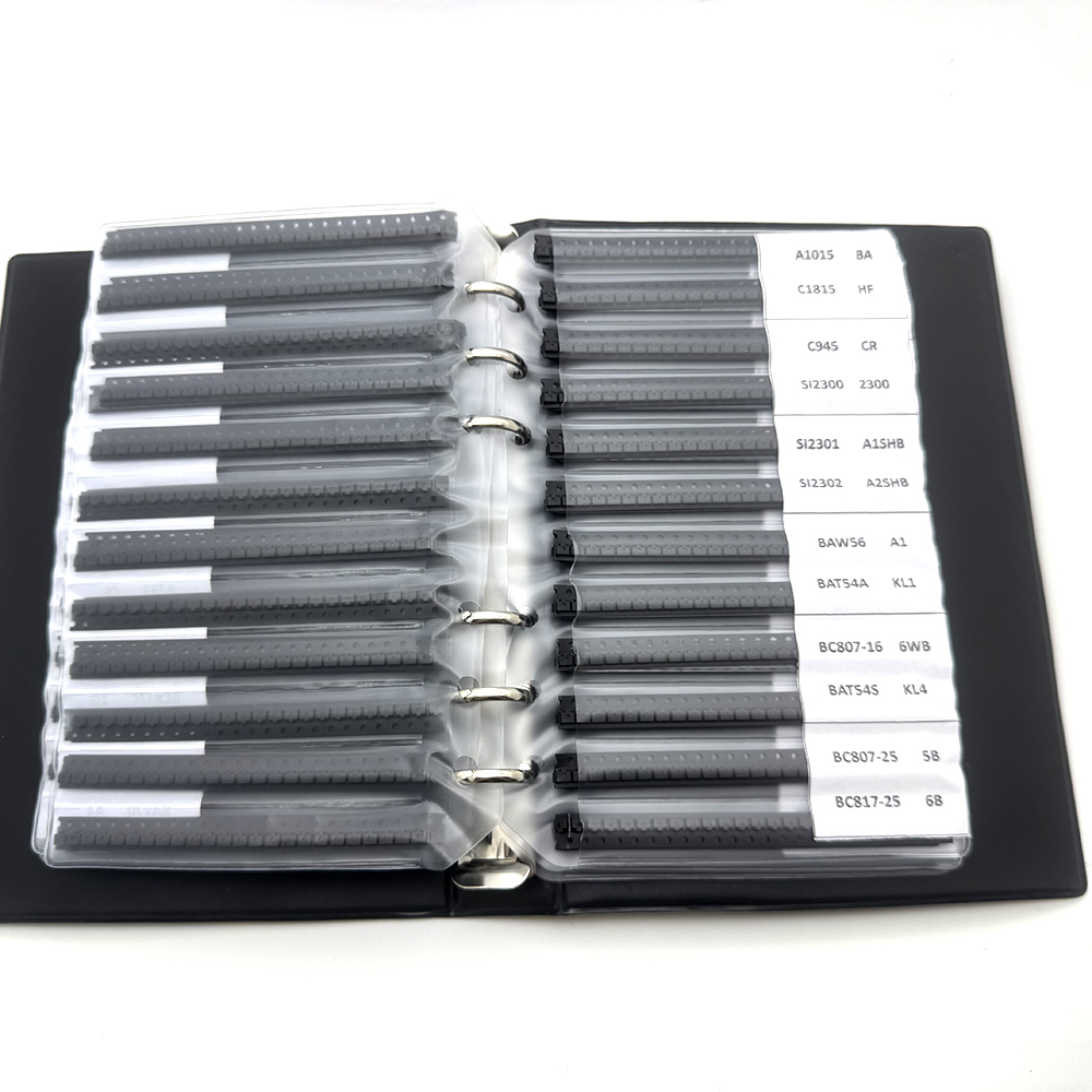 Zestaw tranzystorów i diod SMD SMT NPN PNP SOD 5551 2222 TL431 BC807 BC817, 87/111 wartości, obudowa SOT-23, 25/50 sztuk, zestaw książkowy.