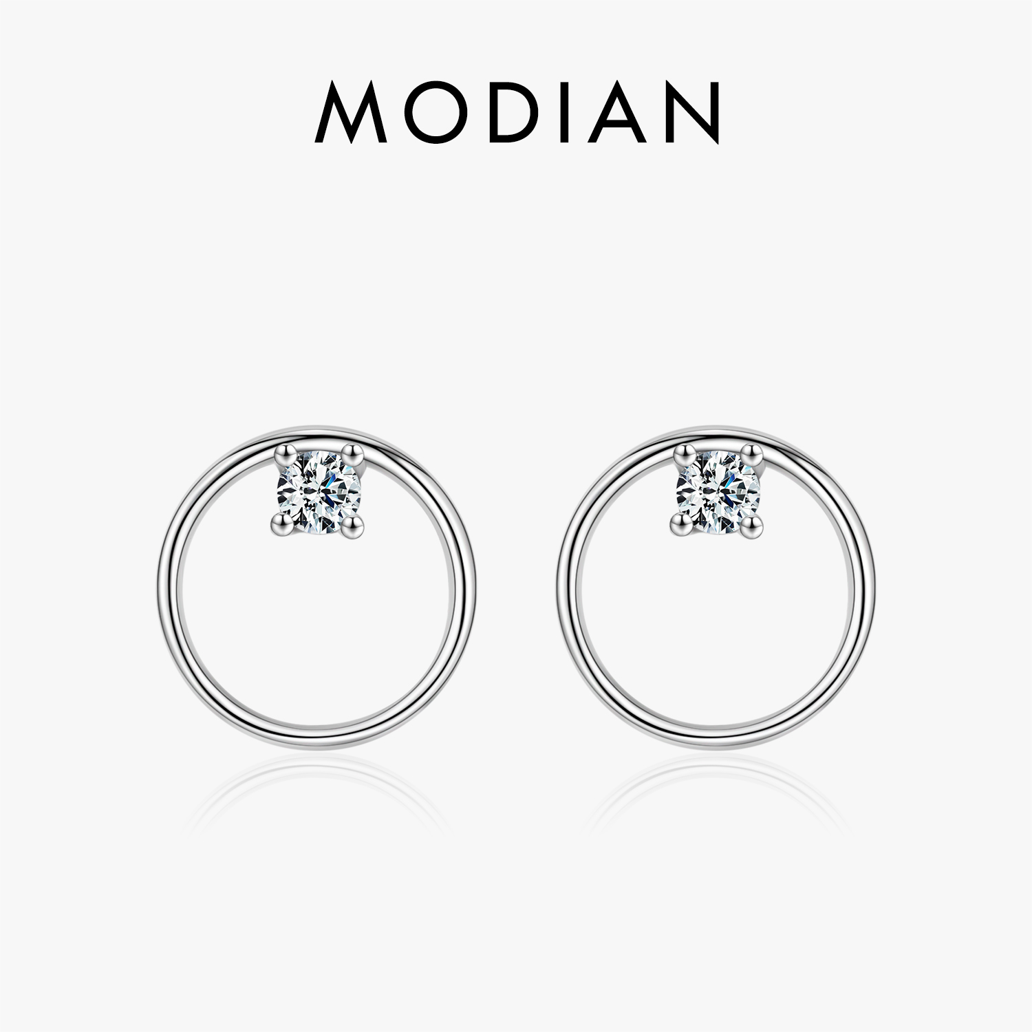 Modian 100% 925 Sterling Silver Vintage Circle Fashion Minimalist Dazzling Stud Earrings For Wedding Fine Jewelry Giftsomen W