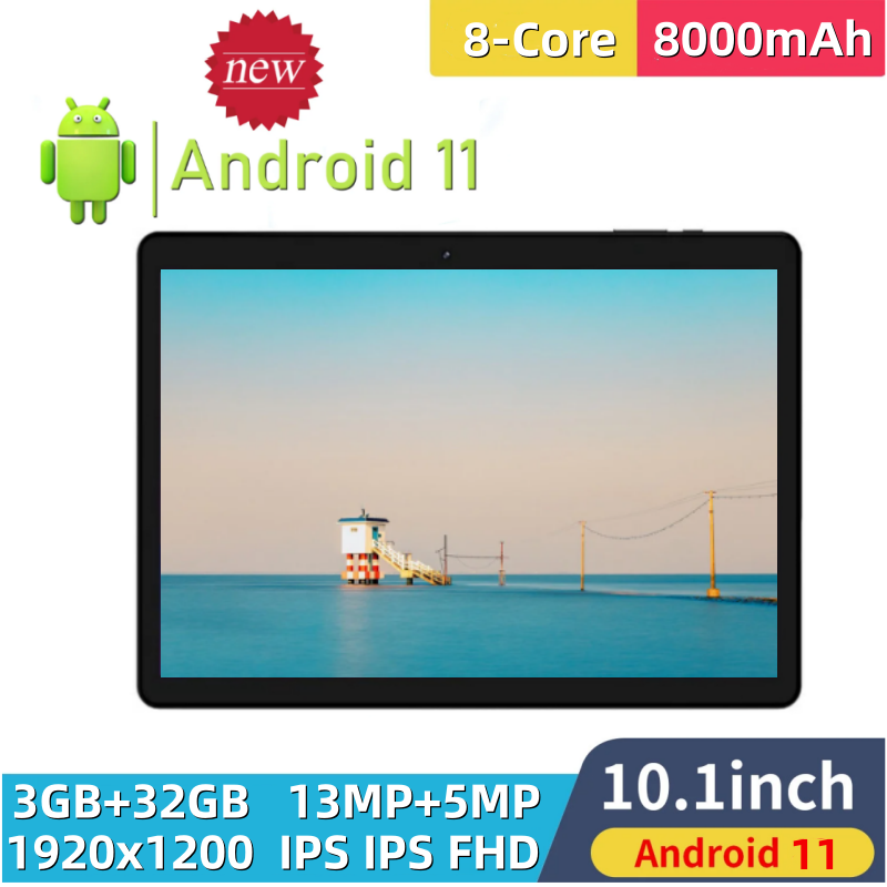 1280*800 IPS 10,1-дюймовый планшет Android 11 Allwinner A133, четырехъядерный процессор, двойная камера, 2 ГБ ОЗУ, 32 ГБ ПЗУ, аккумулятор Type-C, 6000 мАч