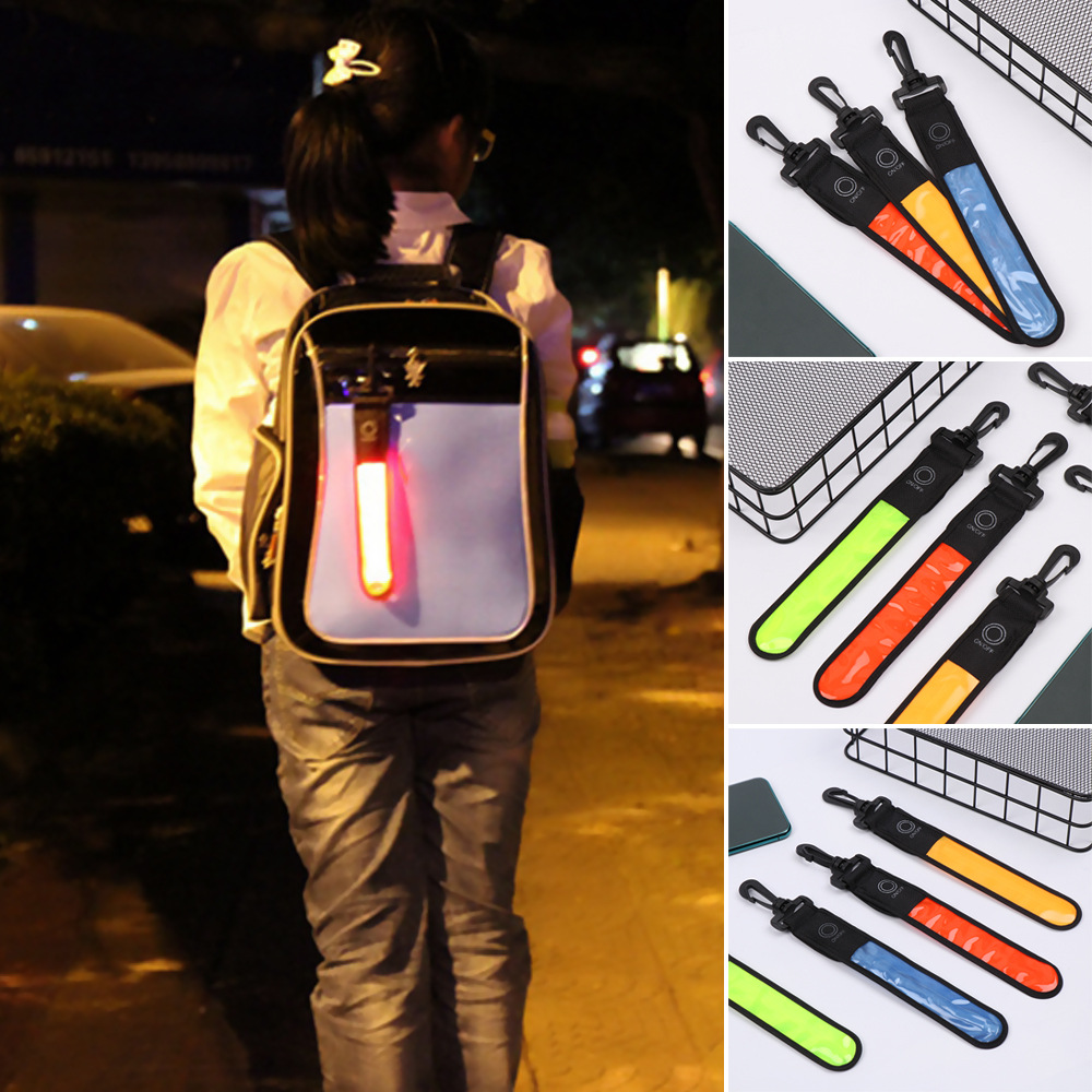 Sac à dos bande réfléchissante cyclisme randonnée sac LED réflecteur lumière réfléchissant sac nuit sécurité marche course sac de sécurité pendentif